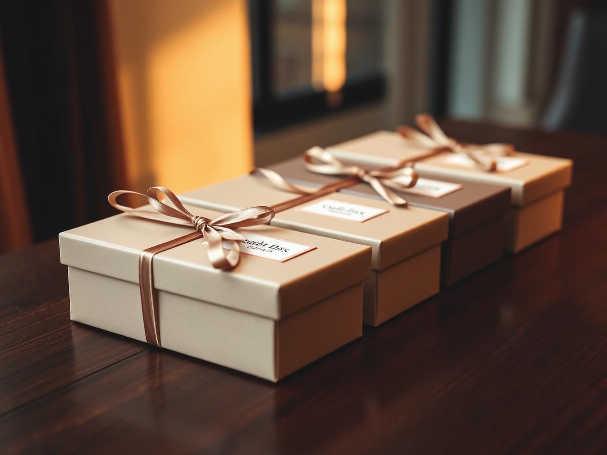 Cajas de regalo corporativo con etiqueta personalizada