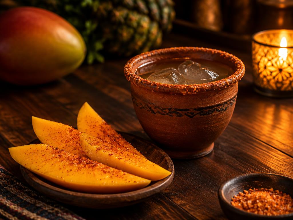 Mezcal con sal de mango preparado con Sal de mango Kompostela