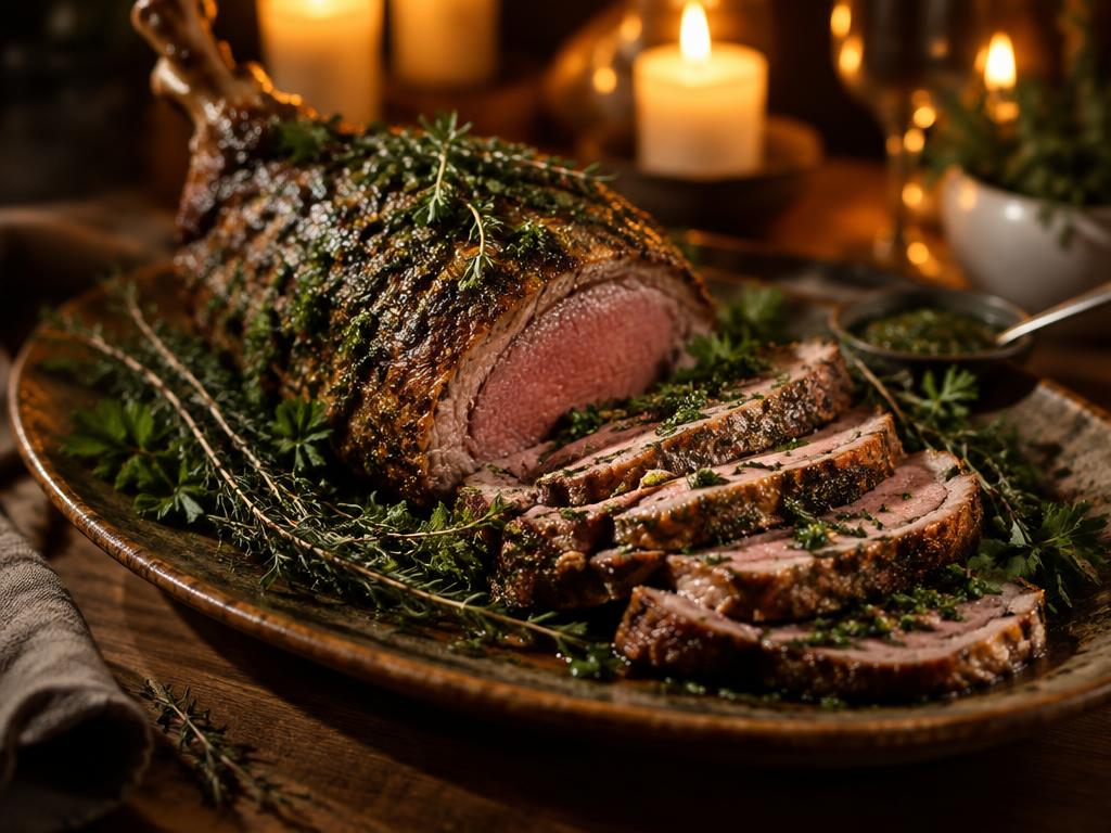 Pernil de cordero con aderezo de finas hierbas preparado con Aderezo de finas hierbas Kompostela